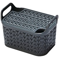 Strata Small Urban Store Basket with Lid 4L Charcoal Grey