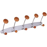 Space Saver 5 Hook Coat Rail, Grey