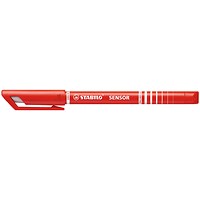 Stabilo Sensor Cushion Tip Fineliner Pen Red (Pack of 10)