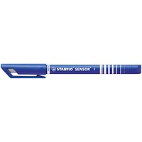 Stabilo Sensor Cushion Tip Fineliner Pen Blue (Pack of 10)