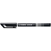 Stabilo Sensor 189 Fineliner Pen, Water-based Ink, 0.8 Tip, 0.3mm Line, Black, Pack of 10