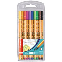 Stabilo Point 88 Fineliner Pen, 0.4mm Line, Assorted, Pack of 10