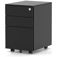 Base Mobile Steel Pedestal 3 Drawer Black