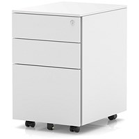 Base Mobile Steel Pedestal 3 Drawer White