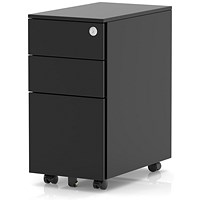 Base Slimline Mobile Steel Pedestal 3 Drawer Black