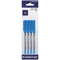Staedtler Stick 430 Pen Medium Blue (Pack of 40) 430 M3BK 4LA