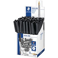 Staedtler Stick 430 Ballpoint Pen, Medium, Black, Pack of 50
