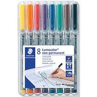 Staedtler Lumocolor Non-Permanent Fine Assorted (Pack of 8) 316 WP8