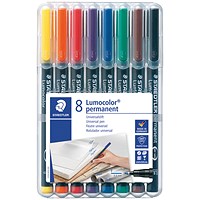 Staedtler 318 Lumocolor Permanent Pen, Fine, Assorted Colours, Wallet of 8