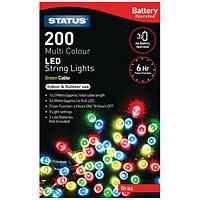 Graz 200 LED String Lights Battery Operated Indoor/Outdoor Use 8 Functions Multicolour