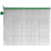 Everyday 405x315mm Mesh Zip Bag, Green, Pack of 5