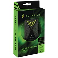 SureFire Gaming Bunker Hard Drive, USB 3.2, 2TB, Black