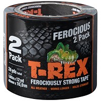 T-Rex Duct Tape 48mmx10.9m Grey Twin Pack (Pack of 6)