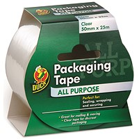 Ducktape Packaging Tape, 50mmx25m, Clear, Pack of 6