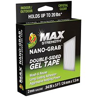 Ducktape Max Strength Nano Grab Double Sided Gel Tape, 24mmx1.5m, Clear, Pack of 6