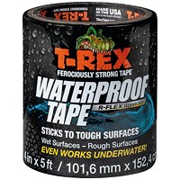 T-Rex Waterproof Tape, 100mm x 1.5m, Black, Pack of 6