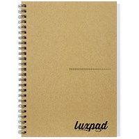 Silvine Luxpad Recycled Hardback Kraft Notebook, A5, Ruled & Perforated, 160 Pages