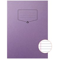 Silvine Recycled Exercise Book, Lined with Margin, 64 Pages, A4, Purple, Pack of 10