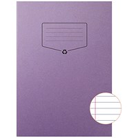 Silvine Recycled Exercise Book, Lined with Margin, 64 Pages, A4, Purple, Pack of 10 Silvine Recycled Exercise Book, Lined with Margin, 64 Pages, A4, Purple, Pack of 10