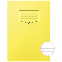 Silvine Recycled Exercise Book, Lined with Margin, 64 Pages, A4, Yellow, Pack of 10