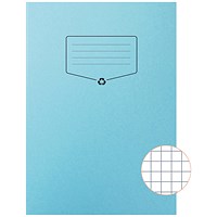 Silvine Recycled Exercise Book, 7mm Square, 64 Pages, A4, Blue, Pack of 10