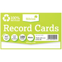 Silvine Climate Friendly Lined Record Cards 5 x 3in