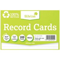 Silvine Climate Friendly Lined Record Cards 6 x 4in