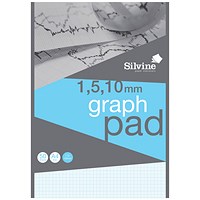 Silvine 110mm Graph Pad, A4, 90gsm, 50 Sheets