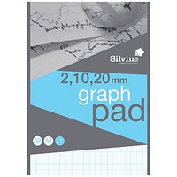 Silvine 2/10/20mm Graph Pad, A4, 90gsm, 50 Sheets