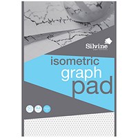 Silvine 5mm Isometric Graph Pad, A4, 90gsm, 50 Sheets