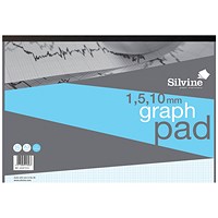 Silvine 110mm Graph Pad, A3, 90gsm, 50 Sheets