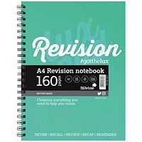 Silvine Wirebound Revision Notebook, A4, Ruled, 160 Pages, Green, Pack of 5