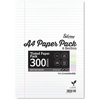 Silvine Tinted Paper SEN/Dyslexia 300 Sheets 6 Colours Ruled A4 (Pack of 5)