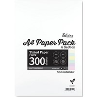 Silvine Tinted Paper SEN/Dyslexia 300 Sheets 6 Colours Plain A4 (Pack of 5)