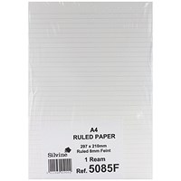 Silvine Feint Ruled Unpunched Fly Paper, A4, Pack of 500