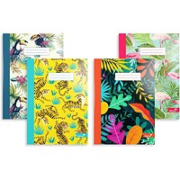 Silvine Casebound Notebook, A5, Ruled with Margin, 80 Pages, Assorted, Pack of 12