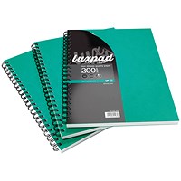 Silvine Luxpad Wirebound Notebook, A4, Ruled & Perforated, 200 Pages, Green, Pack of 6