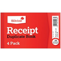 Silvine Duplicate Receipt Book 63x106mm Gummed (Pack of 36) 228