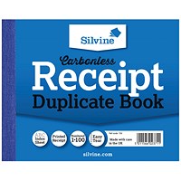 Silvine Carbonless Duplicate Receipt Book, 100 Sets, 102x127mm, Pack of 12 Silvine Carbonless Duplicate Receipt Book, 100 Sets, 102x127mm, Pack of 12