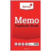 Silvine Duplicate Memo Book, Ruled, 100 Sets, 210x127mm, Pack of 6