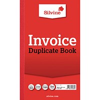 Silvine Invoice Duplicate Book, 100 Sets, 210x127mm, Pack of 6