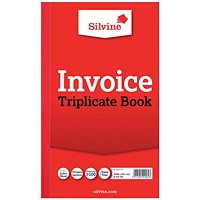 Silvine Invoice Triplicate Book, 100 Sets, 210x127mm, Pack of 6