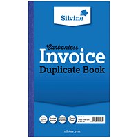 Silvine Carbonless Duplicate Invoice Book, 100 Sets, 210x127mm, Pack of 6
