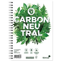 Silvine Carbon Neutral Notebook, A5, Ruled & Perforated, 120 Pages, White, Pack of 5