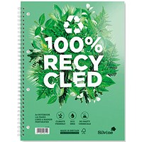 Silvine Premium Recycled Wirebound Notebook, A4, Ruled & Perforated, 120 Pages, Green, Pack of 5 Silvine Premium Recycled Wirebound Notebook, A4, Ruled & Perforated, 120 Pages, Green, Pack of 5