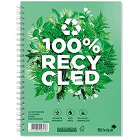 Silvine Premium Recycled Wirebound Notebook, A5, Ruled & Perforated, 120 Pages, Green, Pack of 5 Silvine Premium Recycled Wirebound Notebook, A5, Ruled & Perforated, 120 Pages, Green, Pack of 5