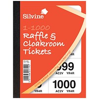 Silvine Cloakroom and Raffle Tickets 1-1000 (6 Pack) CRT1000 Silvine Cloakroom and Raffle Tickets 1-1000 (6 Pack) CRT1000