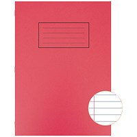 Silvine Ruled Exercise Book, A4, With Margin, 80 Pages, Red, Pack of 10