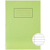 Silvine Ruled Exercise Book, A4, With Margin, 80 Pages, Green, Pack of 10