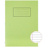 Silvine Ruled Exercise Book, A4, With Margin, 80 Pages, Green, Pack of 10